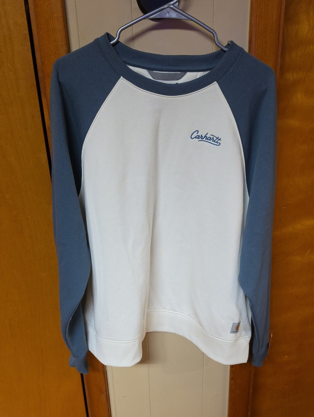 Carhartt Womens Two-Tone Crewneck Sweatshirt - Cream & Blue Gray